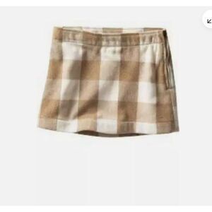 NWT Gap kids girl buffalo plaid check mini skirt wool tan cream khaki holiday 7